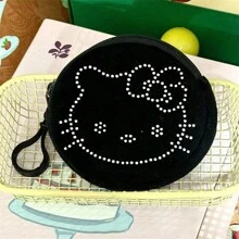 Sanrio 1 szt. Sanrio Hello Kitty Cute Cartoon przenośna portmonetka na monety, wysokiej jakości pluszowa mini przechowalnia, czarna torba na klucze
