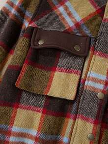 Giacca con collo alla coreana, tasca sul petto, bottoni e cerniera, con stampa tartan - Multicolore - Visualizzare 7
