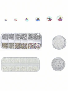 12grids 3D Rhinestone Trang Trí Móng Tay, Ngọc Trai, Hạt Bong Bóng Nghệ Thuật Làm Móng Phụ Kiện Kết Hợp Và Kết Hợp DIY Trang Sức Móng Tay Đá Quý Ốc Sên Vật Dụng Ốc Sên - Nhiều màu - Xem 2