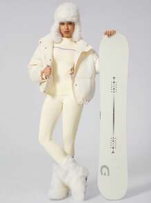 Women Thermal Underwear Set, Winter Sski Suit Ski Outfits - Beige - View 4