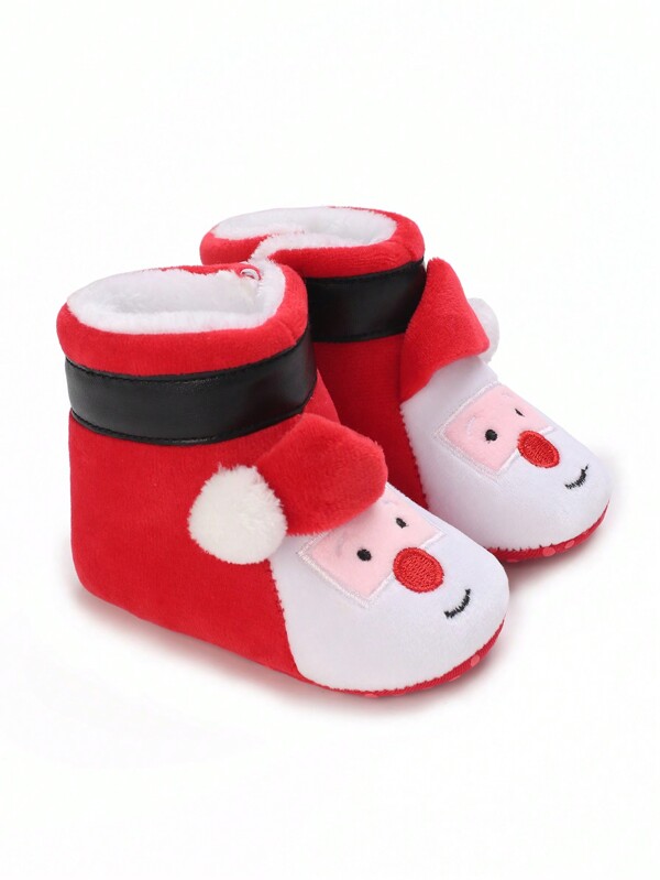 Bottes de Noël pour bébé, chaussons tout-doux pour nouveau-né avec semelle chaude, pré-marcheur