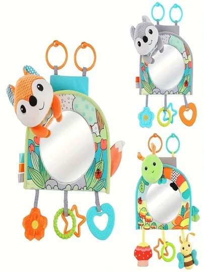 Adorable Cartoon Animal Youngsters Car Mirror With Teether - Rear Facing Seat Monitor For Youngsters & Youngsters, Includes Stroller Hook & Soothing Item Toys - Perfect Youngsters Gift Baby Shower Baby Shower Decorations