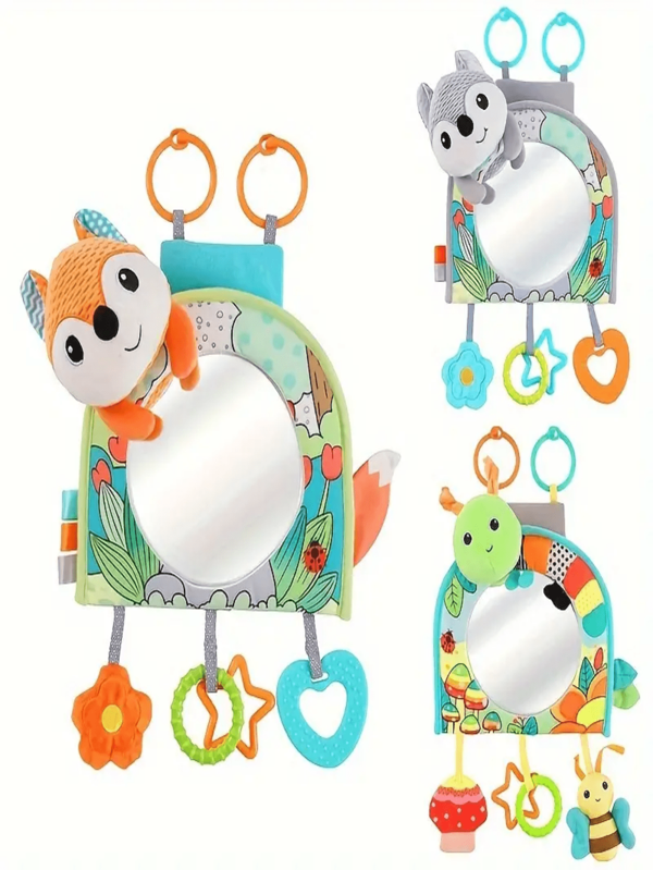 Adorable Cartoon Animal Youngsters Car Mirror With Teether - Rear Facing Seat Monitor For Youngsters & Youngsters, Includes Stroller Hook & Soothing Item Toys - Perfect Youngsters Gift Baby Shower Baby Shower Decorations
