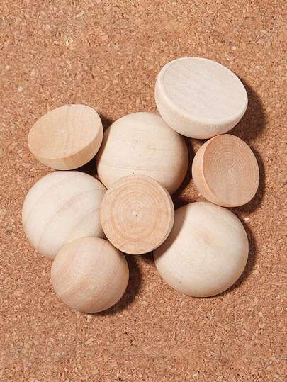 50pcs 10-30mm Raw Wooden Color Half Edge Wood Beads, Semi-Round Ball Wood Beads, Used For Jewelry Making, DIY Creative Decoration, Handmade Craft Products Accessories