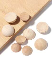 50 件 10-30 毫米原木色半边木珠、半圆球木珠，用于珠宝制作、DIY 创意装饰、手工工艺产品配件 - 原木色 - 查看 3