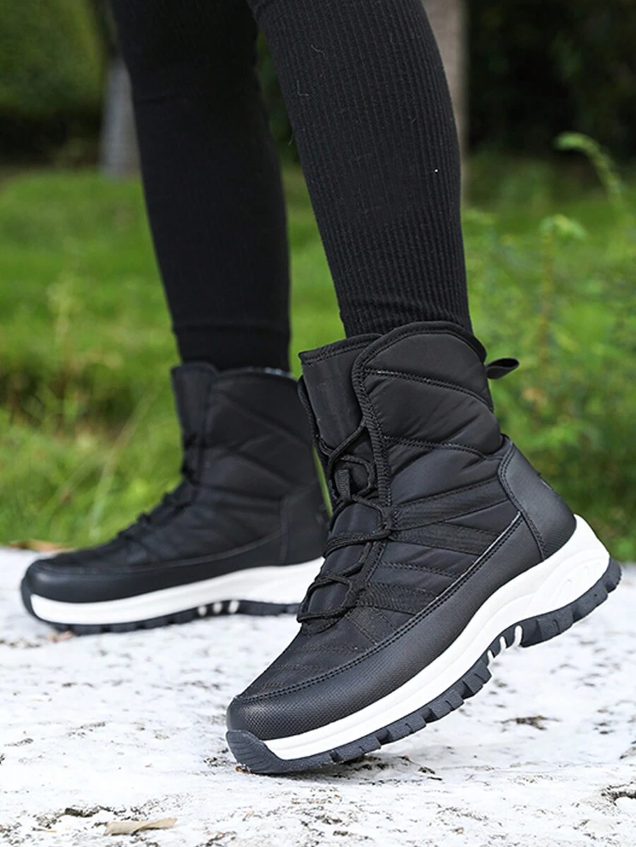 Giày bốt chống trượt cổ cao mùa đông mới, giày bốt nữ dày và mềm mại, giày bốt đi tuyết ấm áp, giày bốt chống thấm nước ngoài trời, giày thể thao thời trang, giày bốt đế mềm thoải mái, giày bốt ấm màu đen, giày bốt ngắn, giày bốt đi tuyết nam, giày thể thao ngoài trời, giày bốt đi bộ đường dài, giày bốt đi bộ đường dài cho các cặp đôi, giày trượt tuyết - màu đen - Xem 1