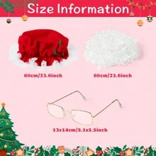 Décoration de Noël Lot de 3 pièces Costume de Mme Claus, Ensemble de robe de Mme Noël avec perruque, bonnette, lunettes pour déguisement de Noël