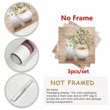 3 件/套浴室/走廊墙壁艺术，SZ HD 优雅帆布画印刷品，米色/棕褐色图片上的花瓶中的绿色春季植物，海报，墙壁艺术，房间装饰用品 - 彩色 - 查看 7