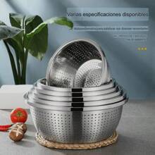 Stainless Steel Colander Strainer. Multifunctional Drain Basket Rice Washing & Draining Basket, Kitchen Tools For Fruits & Vegetables - 24CM - View 3