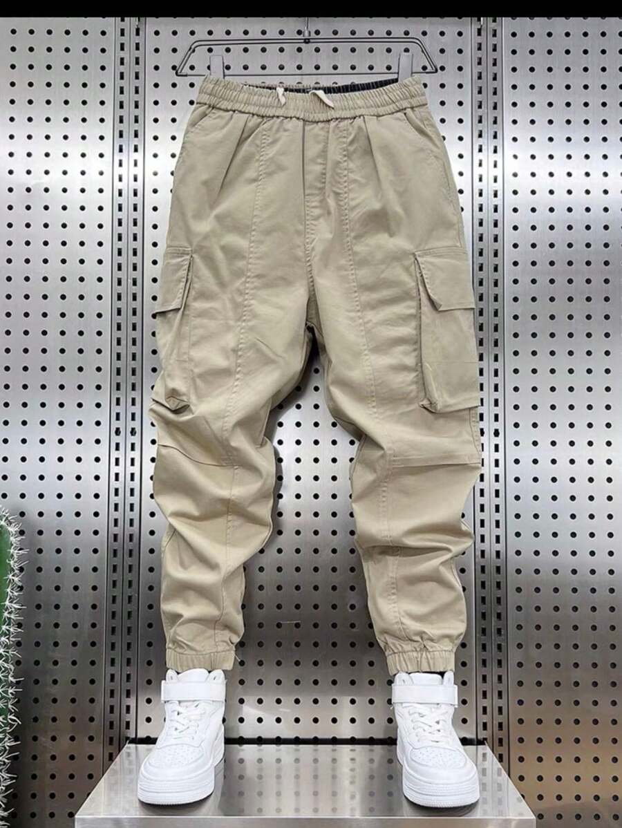 Men's Multi-Pocket Footed Worker Trousers JOGGER - 卡其色 - 查看 1