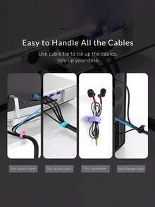 3 Holes Silicone Strap Wire Organizer, Anti-Lost Earphone Charging Cable Bundle Strap, Storage Buckle Data Cable Winding Cable, Silicone Data Cable Organizers, Reusable Colorful Cable Ties, Adjustable Fastening Cable Ties, Cable Ties, Data Cable Organizer Travel Essentials Workout Camping Holiday Essentials Vacation Accessories Travel Accessories Cruise - Multicolor - View 7