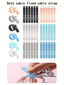 3 Holes Silicone Strap Wire Organizer, Anti-Lost Earphone Charging Cable Bundle Strap, Storage Buckle Data Cable Winding Cable, Silicone Data Cable Organizers, Reusable Colorful Cable Ties, Adjustable Fastening Cable Ties, Cable Ties, Data Cable Organizer Travel Essentials Workout Camping Holiday Essentials Vacation Accessories Travel Accessories Cruise - Multicolor - View 1