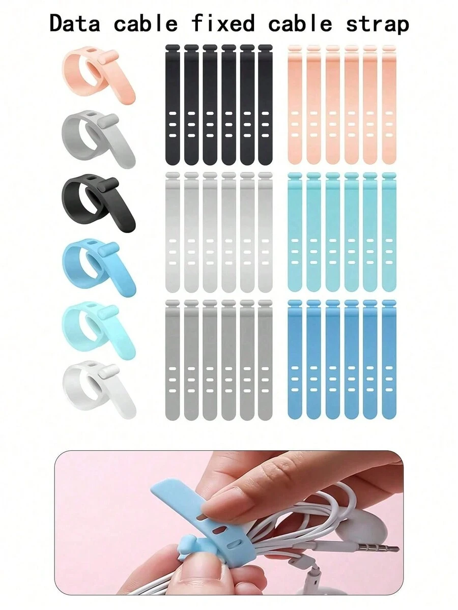 3 Holes Silicone Strap Wire Organizer, Anti-Lost Earphone Charging Cable Bundle Strap, Storage Buckle Data Cable Winding Cable, Silicone Data Cable Organizers, Reusable Colorful Cable Ties, Adjustable Fastening Cable Ties, Cable Ties, Data Cable Organizer Travel Essentials Workout Camping Holiday Essentials Vacation Accessories Travel Accessories Cruise - Multicolor - View 1