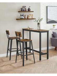 VASAGLE Bar Stool Set Of 2, Bar Chairs, Kitchen Chairs With Backrest, Steel Frame, Easy Assembly, Industrial, Rustic Brown And Black - Brown - View 2