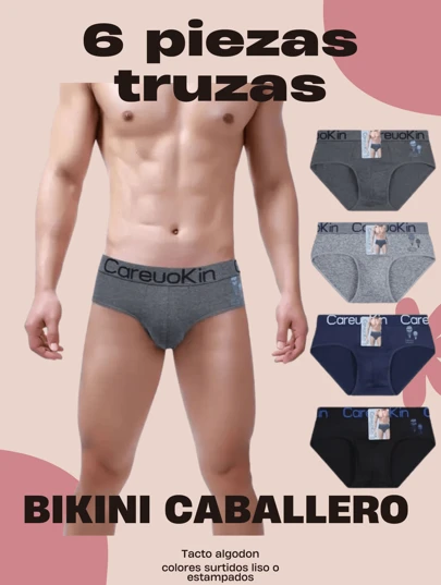 bikini o trusas para caballero tacto algodón surtidos en colores liso o estampados reforzados con resorte cómodos