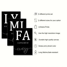 Set de 3 pósteres de lona con citas familiares minimalistas en blanco y negro sin marco, decoración estética de la habitación, pintura artística impermeable de lona para regalo, sala de estar, dormitorio, comedor, decoración del hogar y la residencia estudiantil