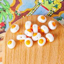 5pcs Cute Whimsical Double-Sided Egg Handicraft Glass Beads With Straight Holes For DIY Bracelets, Necklaces, Earrings, Phone Chains And Other Jewelry Accessories, Ideal Gift - Egg - View 2