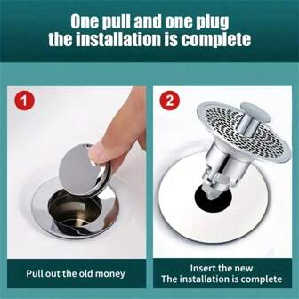 Universal Bathroom Sink Plug, Pop-Up Waste Filter, Stainless Steel Drain Plug Core, Bathroom Sink Drain Filter, Bathroom Accessories Home Bathroom Decor