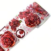 1卷和纸胶带，PET 装饰胶带，适用于日记本、规划师、剪贴簿用品、花卉透明设计贴纸 DIY 防水艺术品 - 彩色 - 查看 17