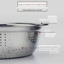 Stainless Steel Colander Strainer. Multifunctional Drain Basket Rice Washing & Draining Basket, Kitchen Tools For Fruits & Vegetables - 24CM - View 7
