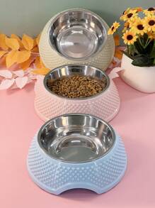 全新心形防溅单宠物碗，不锈钢狗猫喂食盘 - 彩色 - 查看 8