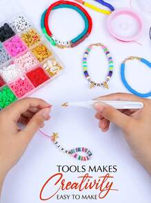 Ton Perlen Set, 28 Farben flache runde Polymer Ton Perlen für Schmuckherstellung, Ton Abstandsperlen für Armband Kette Ohrringe Selbermachen mit Buchstabenperlen für Erwachsene