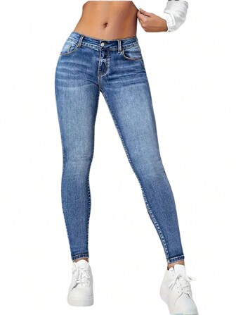 Teen Girls Classic Snug Fit Vintage Washed Skinny Jeans