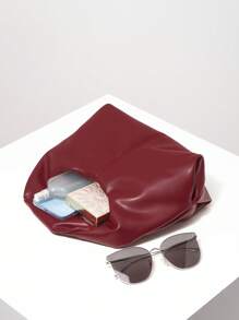 Bolso de asas tipo hobo minimalista Y2K, bolso de viaje de vacaciones para chicas, clutch lindo con un , bolso burdeos