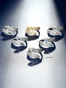 1 bộ Nhẫn trang trí hình giọt nước Cubic Zirconia thanh lịch, thích hợp để đeo trong ngày cưới - B - Xem 4