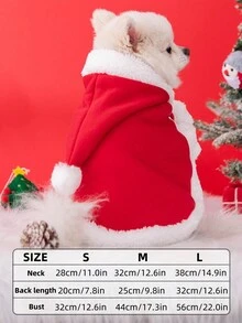 1pc Christmas Pet Cloak, Pet Christmas Costume, Pet Jacket Decoration, Pet Christmas Cosplay, Autumn/Winter Warm Dog Clothing, Christmas Cloak, Christmas Pet Kitten Hooded Cloak Halloween Halloween Costumes
