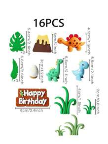 7/16 Dinosaur Cake Decoration Cartoon Dinosaur Themed Cake Decoration Set 3D Dinosaur Model Birthday Cake Decoration Wildlife Party