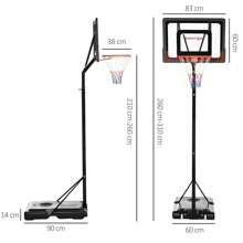 SPORTNOW Height Adjustable Basketball Hoop And Stand W/ Sturdy PVC Backboard And Weighted Base, Portable On Wheels, 2.1-2.6m - Black - View 5