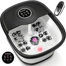 Collapsible Electric Heated Foot Spa With 16 Massage Rollers & Bubbles, Home Use Pedicure Foot Soaker Tub With Remote Control - 黑色 - 查看 1