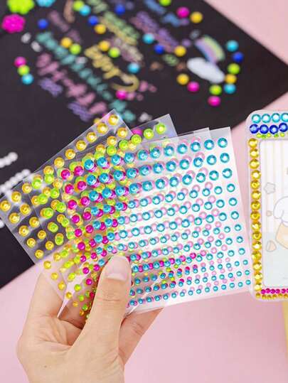 ملصقات الأكريليك والراين للتزيين DIY للمكياج والوجه، البوم الصور، الهاتف، الأطفال، أحجار الكريستال للديكور، لوازم المدرسة، العودة إلى المدرسة