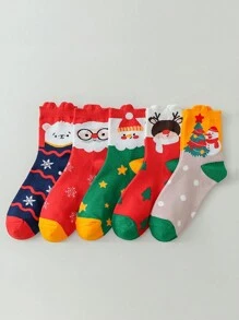 2/3/5 pares de meias masculinas e femininas casais multicoloridas aleatórias quatro estações natal fofo desenho animado árvore de natal boneco de neve alce moda esportiva diária casual meia média
