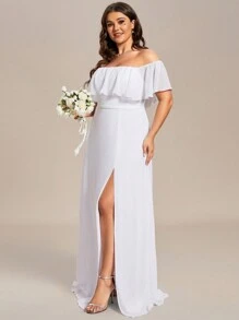 Plus Size Elegant Off-Shoulder Bridesmaid Dress