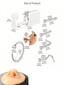 7-Piece Nose Piercing Kit: Built-In Piercing Gun With 20G Nose Studs, Painless Self-Piercing For At-Home Nose Piercing - Multicolor - View 2