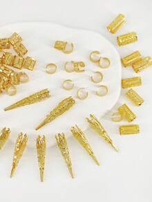 50 件金色空心发环，金属复古发夹，适合辫子，女士发饰 - 彩色 - 查看 4