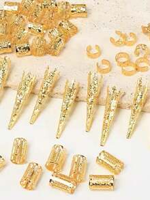 50 件金色空心发环，金属复古发夹，适合辫子，女士发饰 - 彩色 - 查看 3