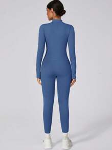 1 Set Women Matte Long Sports Suit, Outdoor Base Layer Zip Jacket, Elastic Butt-Lifting Sports Pants