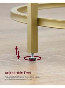 VASAGLE Round Coffee Table For Living Room, Glass Coffee Table With Metal Frame, Modern Coffee Table, Metallic Gold - Gold - View 4