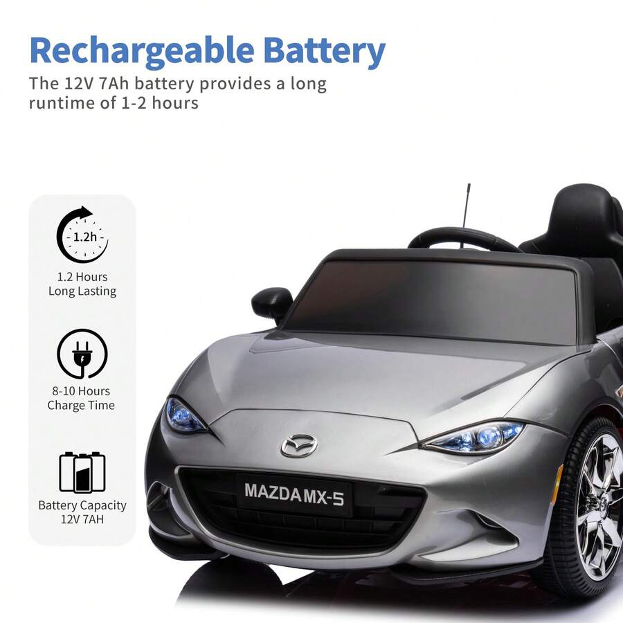 12V Ride On Car For Kids, MX5 Licensed Electric Car With Remote