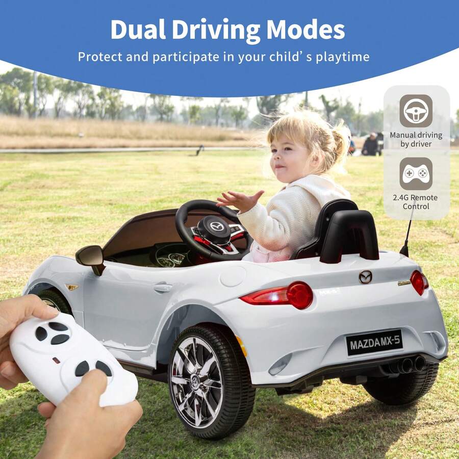 12V Ride On Car For Kids, MX5 Licensed Electric Car With Remote