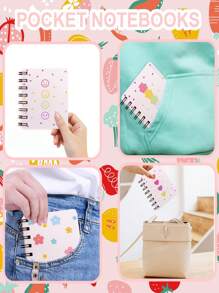 1 pieza/4 piezas Cuaderno adorable, memo espiral, diario de aprendizaje Kawaii y páginas en blanco para notas, cuadernos con patrones de flor, amor y oso, regalos para niños, útiles escolares para maestros, regalos o premios para fiestas de niños, regalos de Navidad y Año Nuevo, pequeños y fáciles de guardar y llevar al aire libre, registro rápido (80 hojas, 160 páginas), cuaderno miniatura adorable, pequeños cuadernos de notas, diarios para niños