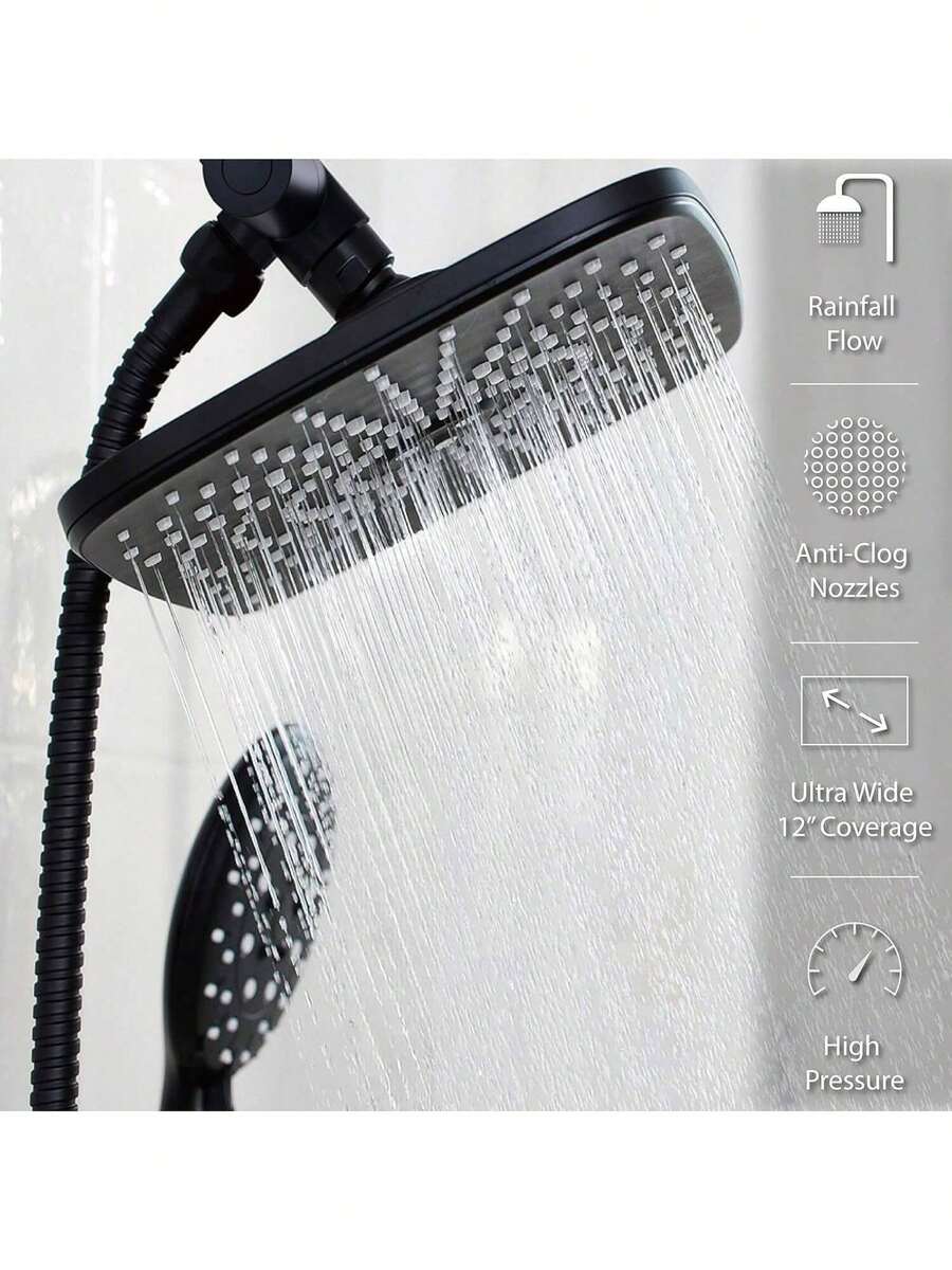 12 Inch High Pressure Rain Shower Head Shower Heads With 6 Modes