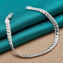 优雅的 925 纯银男士手链 - 完美的父亲节礼物，时尚配饰，7.87 英寸长，6 毫米宽 - 彩色 - 查看 6