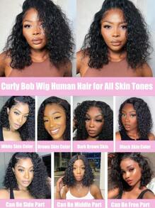 Uveous Bob Wig Human Hair 13x4 Frontal Lace Wig 8-20 Inch Deep Wave 200% Density HD Transparent Lace Front Wigs Human Hair Pre Plucked Bob Wigs For Women - Natural Black - 查看 5
