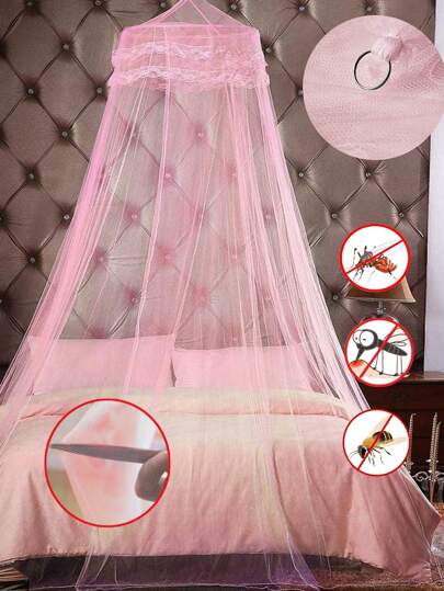 CASALIVA 1 Pieza Mosquitera y Dosel de cama minimalista Blanco Rosa Malla Ultrafina Poliéster Durable para Dormitorio y exterior