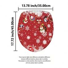 4pcs Christmas Decoration Ball, Snowflake & Red Print Shower Curtain Set, Waterproof Bathroom Divider Curtain, Non-Slip Floor Mat Carpet, Toilet U-Shaped Mat, Toilet Lid Cover, Holiday Home Bathroom Accessories Curtain Set Home Bathroom Decor Summer
