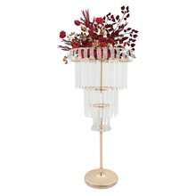 4 Tiers Flower Stand With Crystal Pendants Modern Wedding Vases Centerpieces Flower Stand For Party Decoration - Vàng - Xem 1